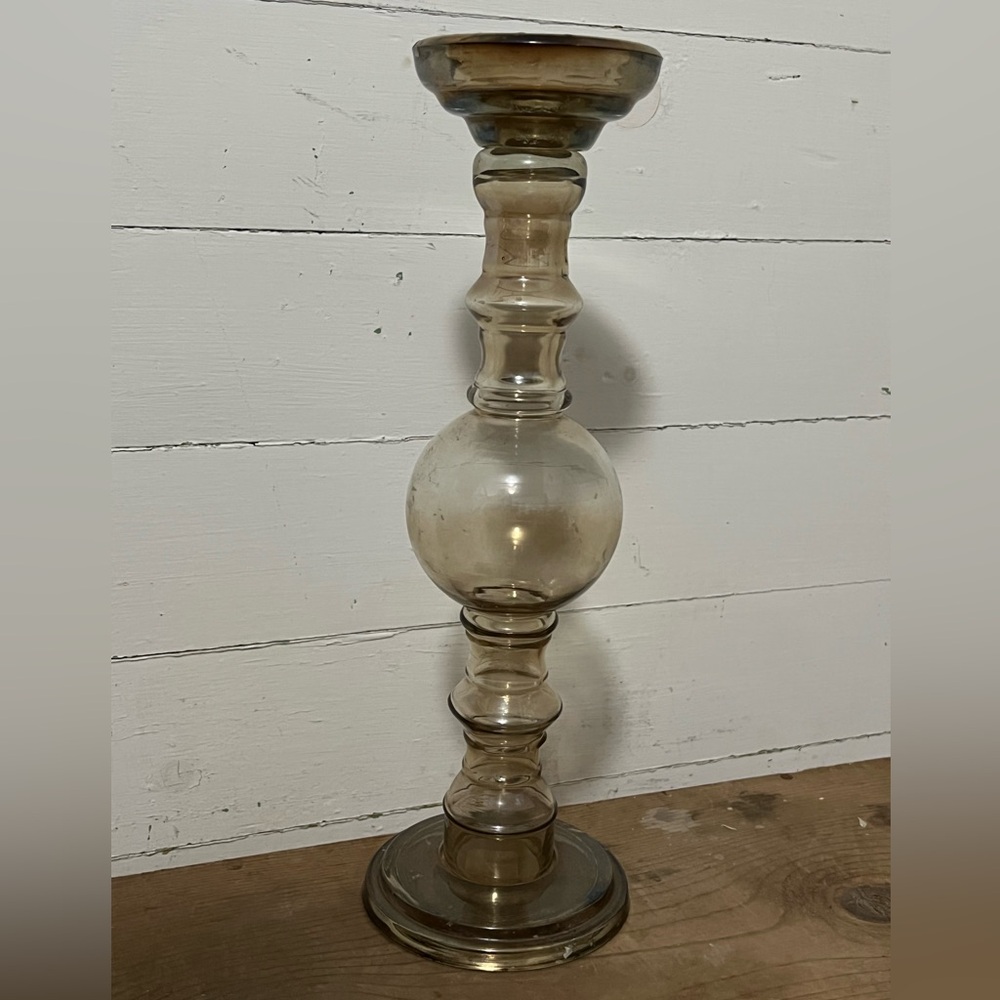 Large blown glass candle holder
